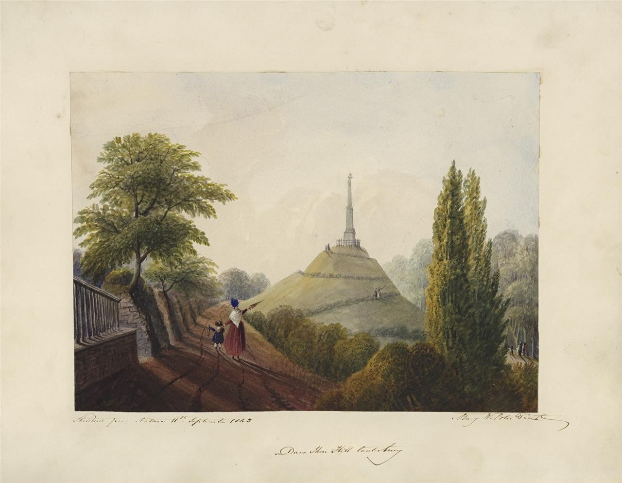 Mary Webster (1794-1883) Watercolour Painting - Dane John Mound Canterbury 18439