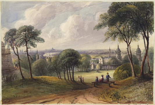 Mary Webster (1794-1883) Watercolour Painting London From Greenwich Park 18380