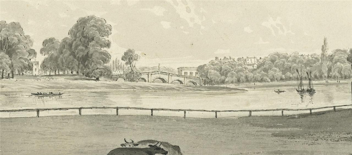 James Wilcox (1778-1865) Watercolour Painting - Richmond Bridge London 18395