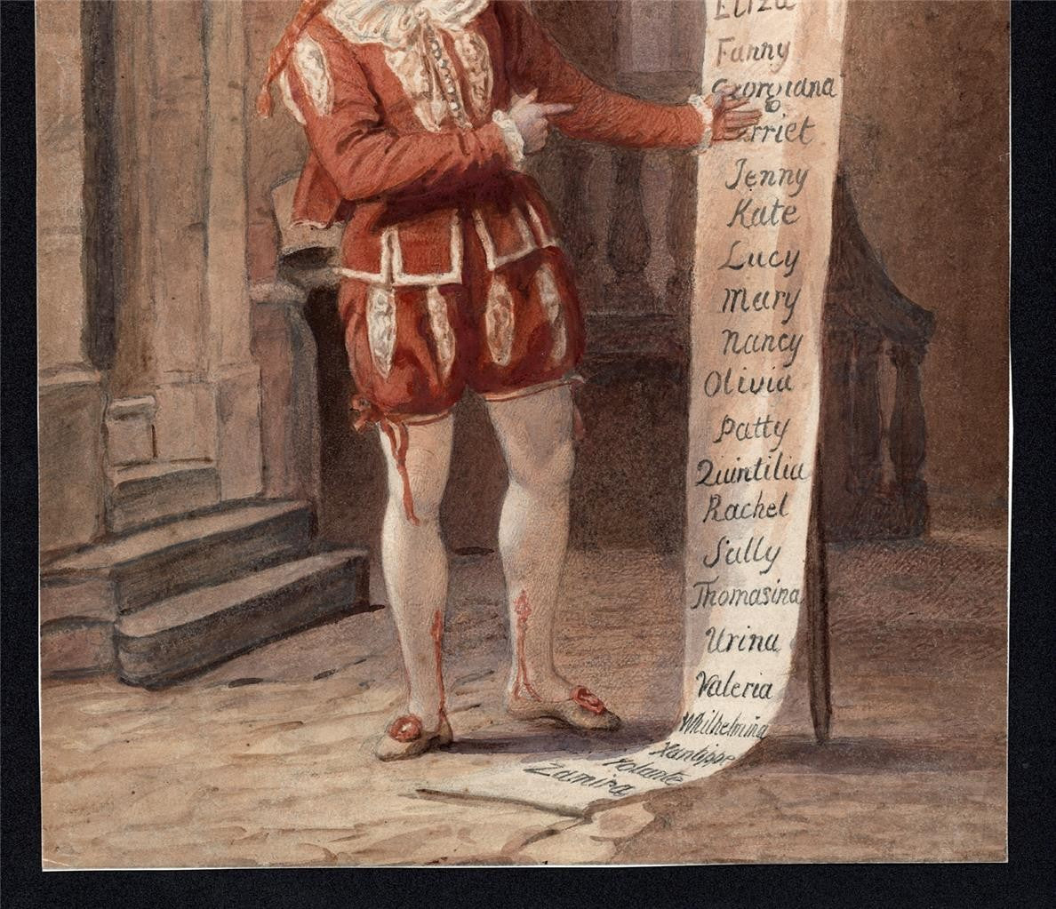 Mr Fitzwilliam As Leporello Antique Watercolour Painting - Possibly T C Wageman?6