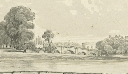 James Wilcox (1778-1865) Watercolour Painting - Richmond Bridge London 183911