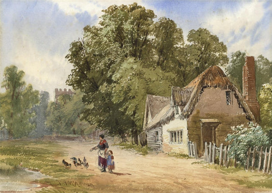 David Hall McKewan - Watercolour Painting - Village Landscape - 19th Century0