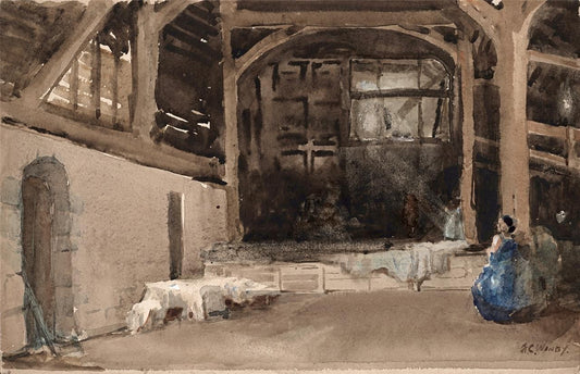 Frederick Charles Winby (1875-1959) - Watercolour Painting - Lady In Barn Scene0