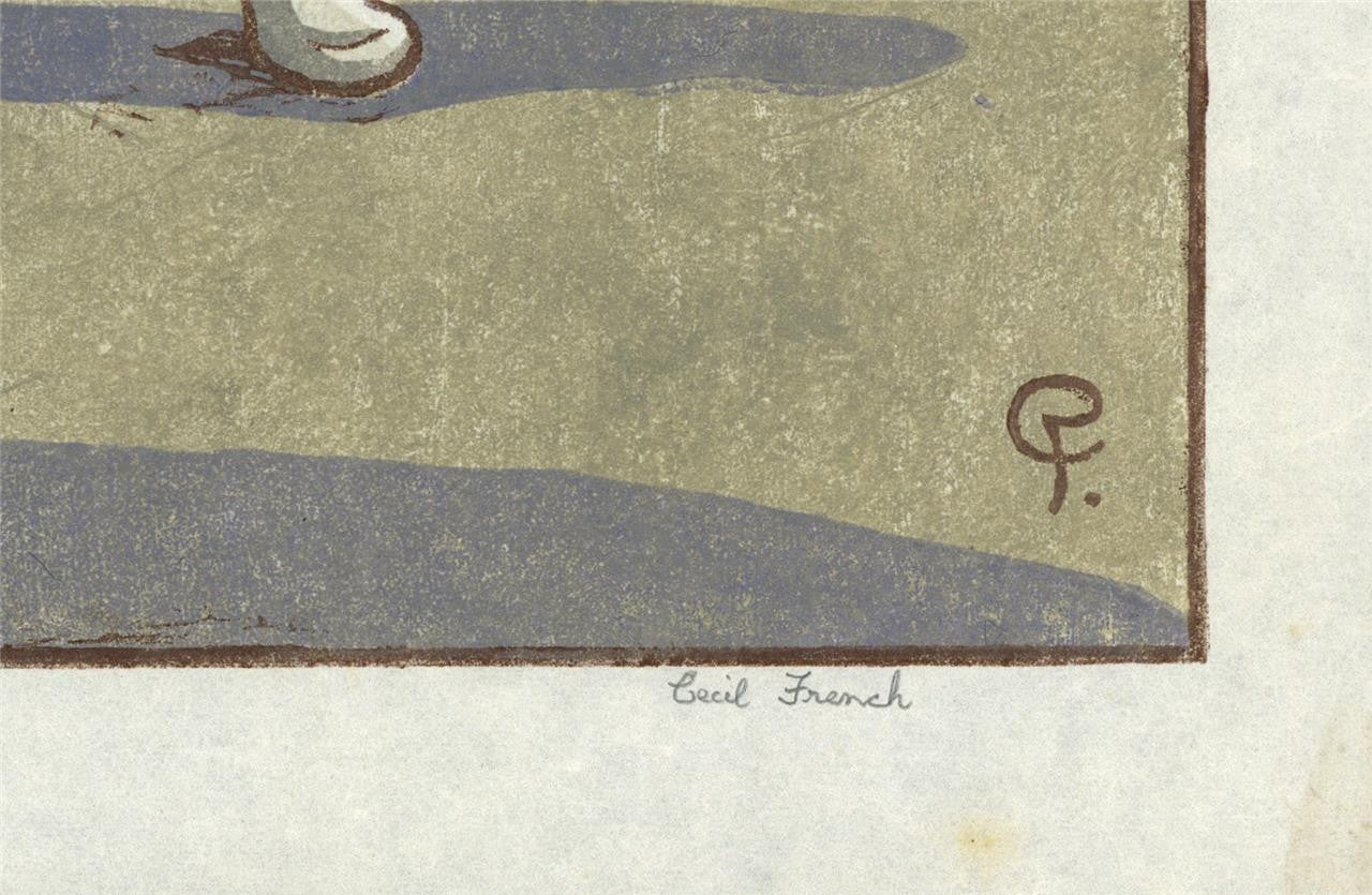Cecil French (18791953) Pencil Signed Woodcut  Early 20th Century3