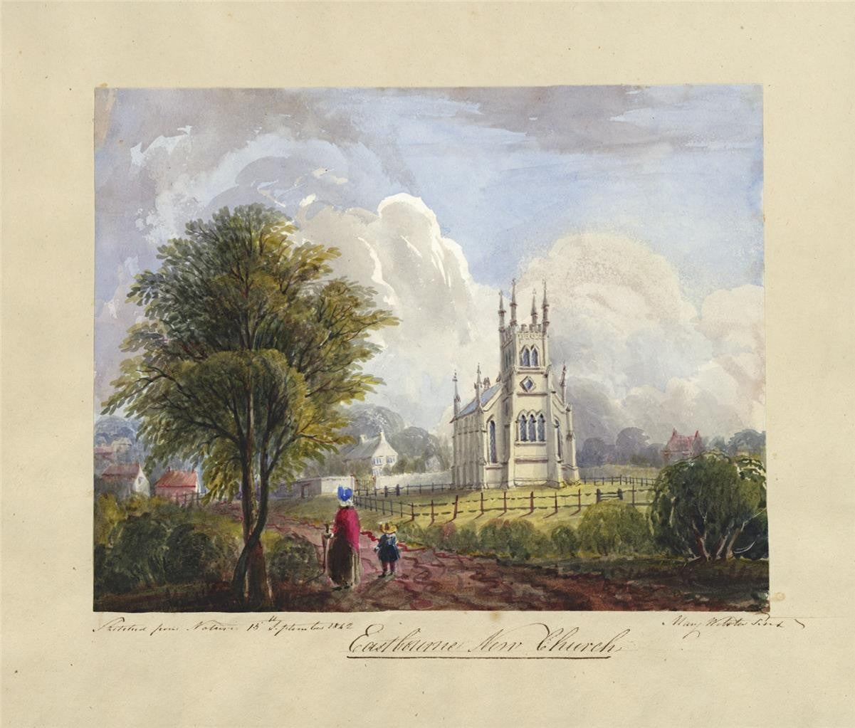Mary Webster (1794-1883) Watercolour Painting Eastbourne New Church 18427