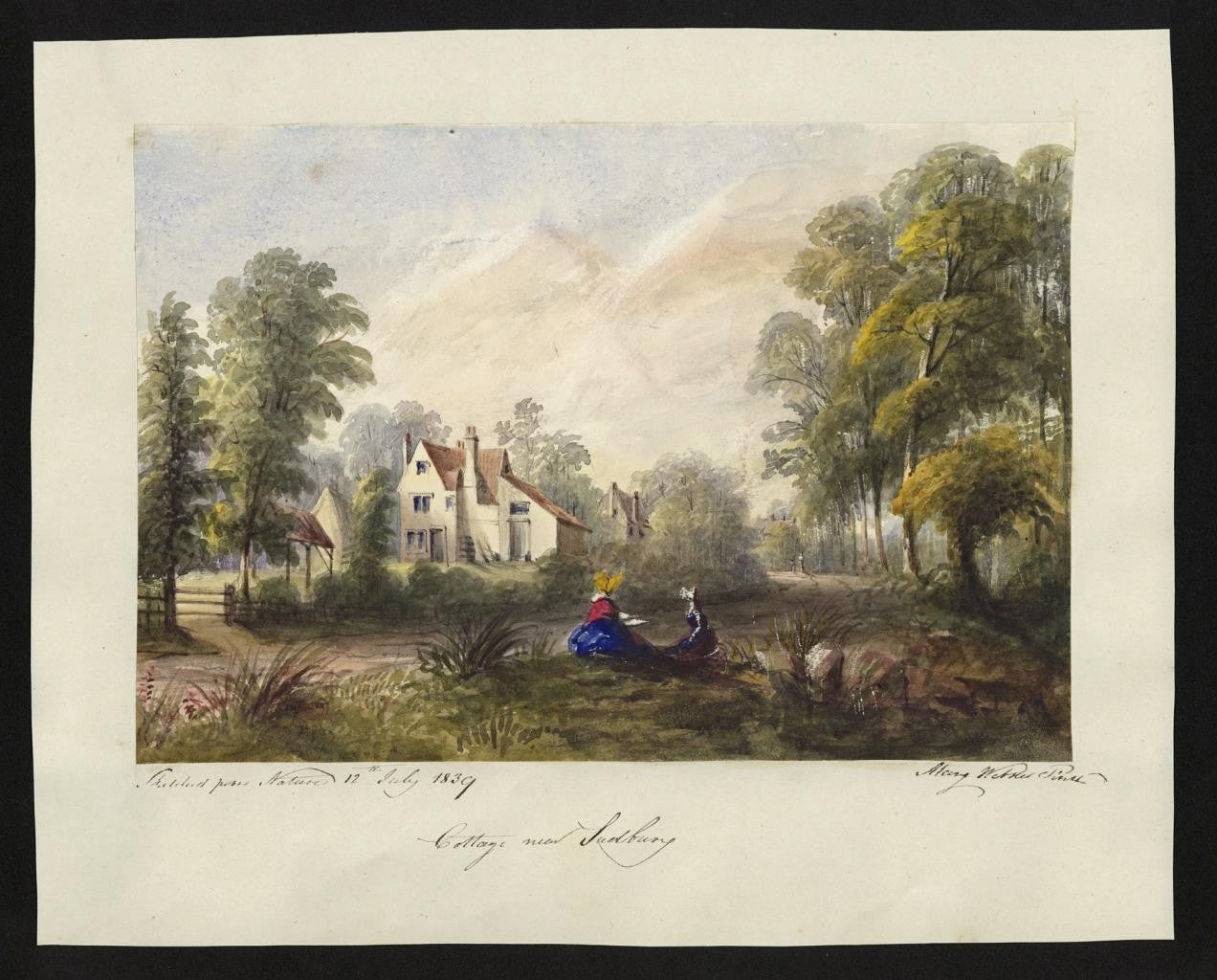Mary Webster (1794-1883) - Watercolour Painting Cottage Near Sudbury London 18391