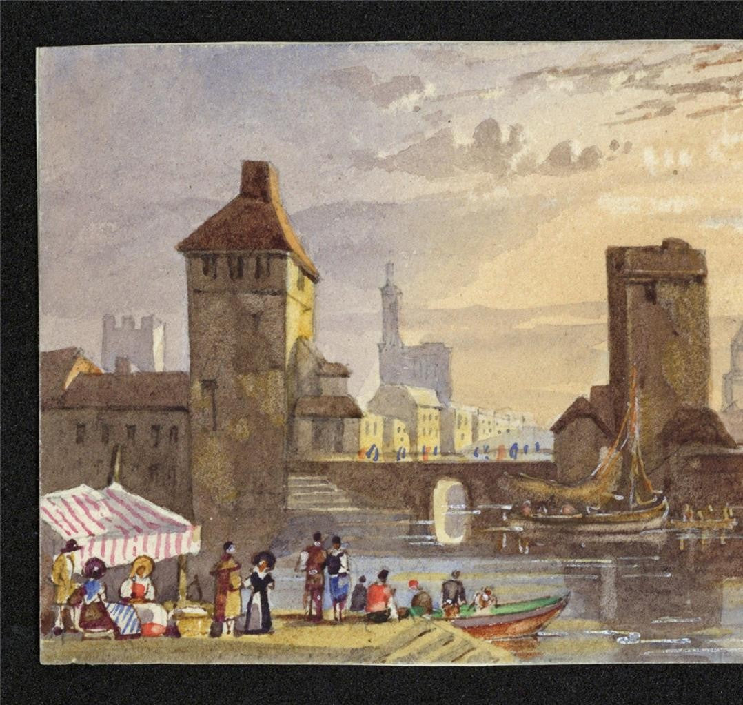 Style Of Samuel Prout Strasbourg France Watercolour Painting 19th Century3