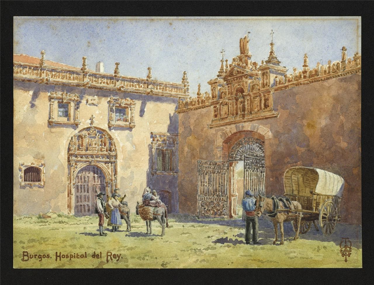 Edgar Thomas Ainger Wigram Watercolour Painting Burgos Hospital del Rey Spain1