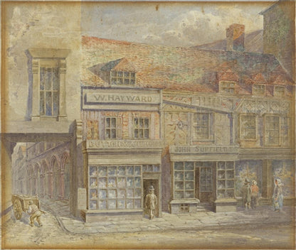 T W Downing Antique Watercolour Painting Bull Street and Crooked Lane Birmingham0