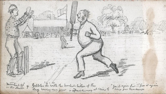 Victorian Pencil Drawing - The Cricket Match - 19th Century - Circa 18700