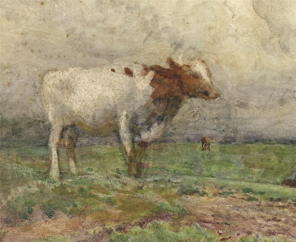 John Pedder (1850-1929) Watercolour Painting Cows & Sheep Rural Landscape2