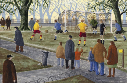 Football Match In The Park Gouache Painting  John Bullock  Northern Art4
