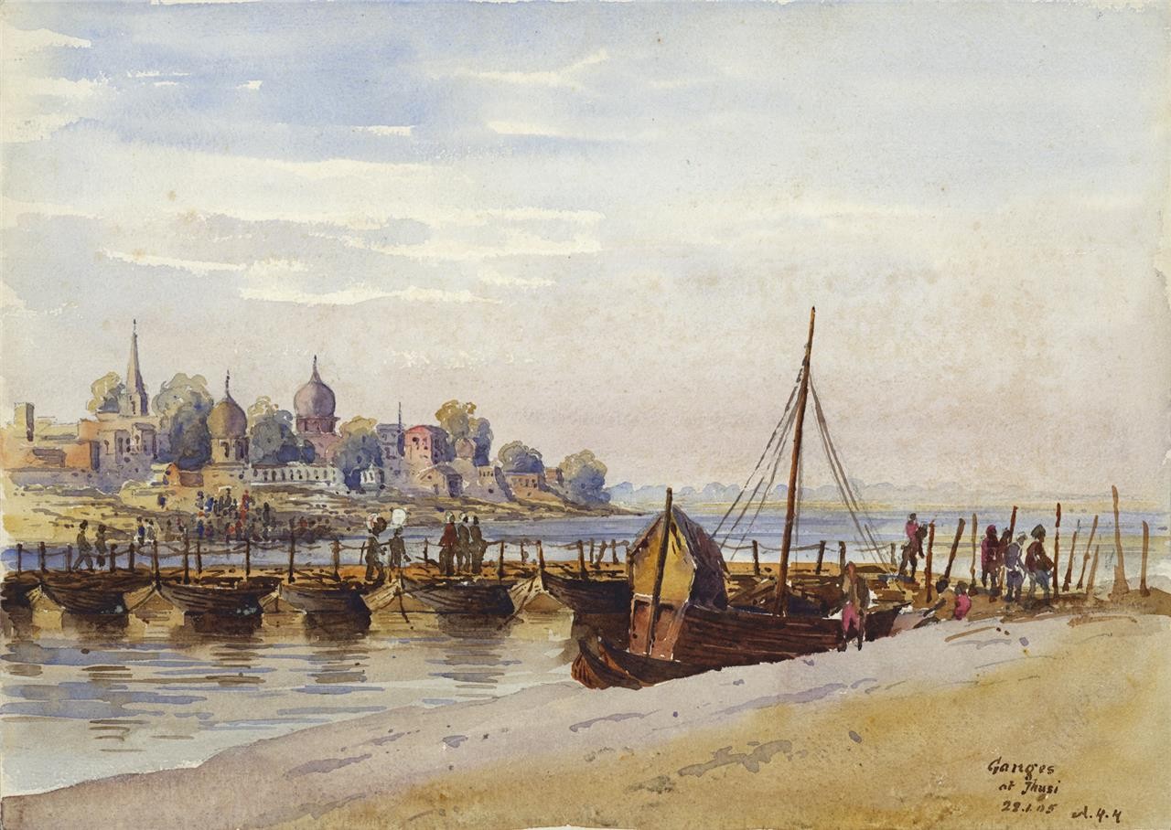 The Ganges Jhusi India 1905 - Watercolour Painting - Arthur Herbert Hussey0