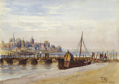 The Ganges Jhusi India 1905 - Watercolour Painting - Arthur Herbert Hussey0