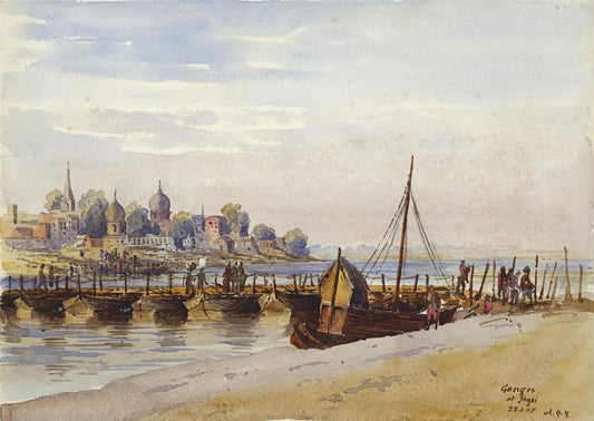 The Ganges Jhusi India 1905 - Watercolour Painting - Arthur Herbert Hussey0