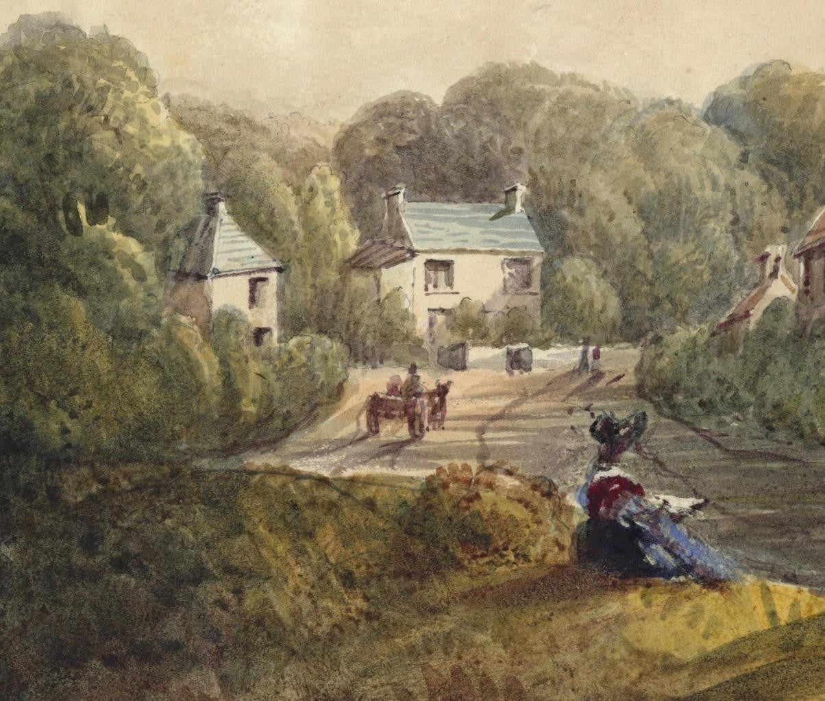 Mary Webster (1794-1883) Watercolour Painting - Cottages At Sudbury London 18403