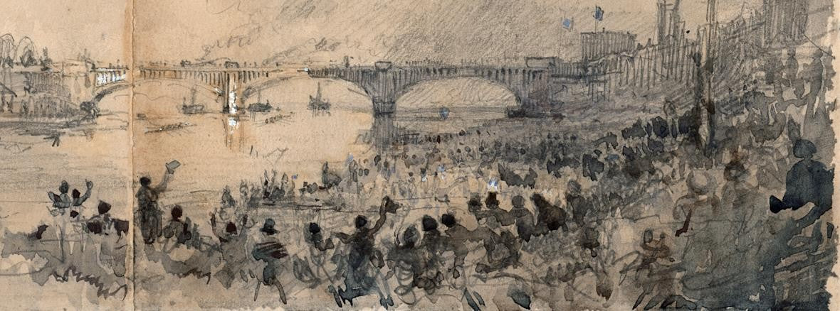 The Boat Race Oxford & Cambridge - Watercolour Painting 1877 River Thames London5