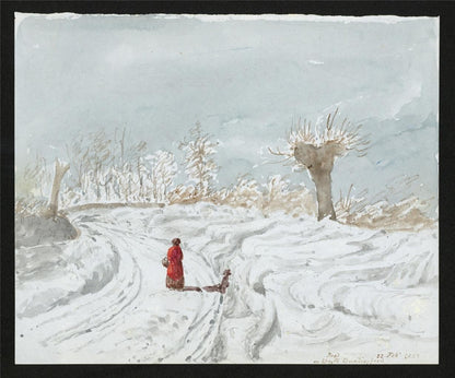 James Wilcox (1778-1865) Watercolour Painting - Road To Buntingford 18531