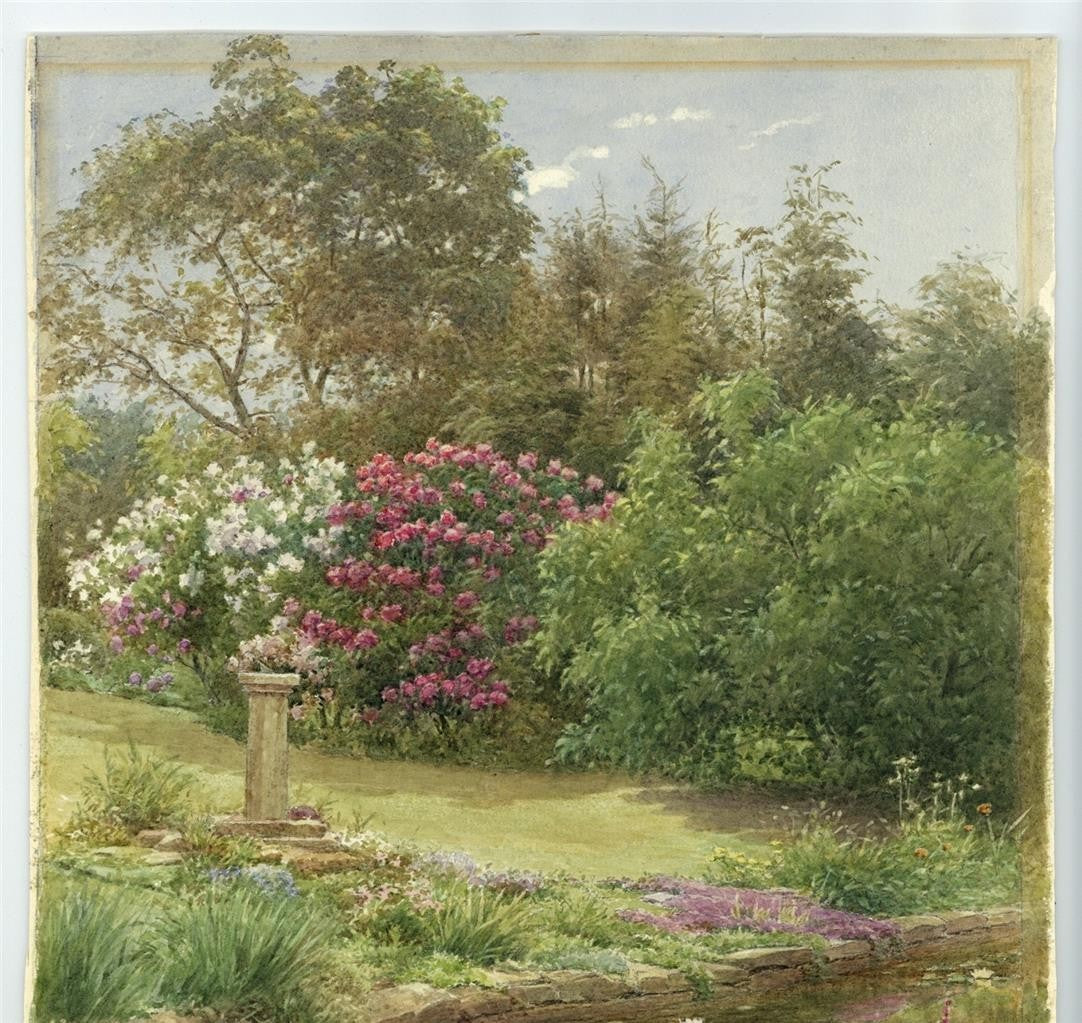 Charles Edward Brittan Jnr (1870-1949) Watercolour Painting 1941 - Garden Scene3