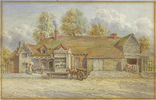 T W Downing Antique Watercolour Painting Old Ship Inn Birmingham0