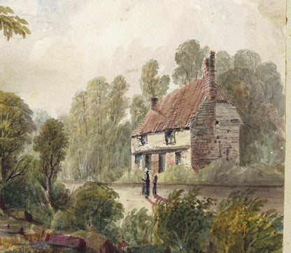Mary Webster (1794-1883) Watercolour Painting Cottages At Sudbury London 18406