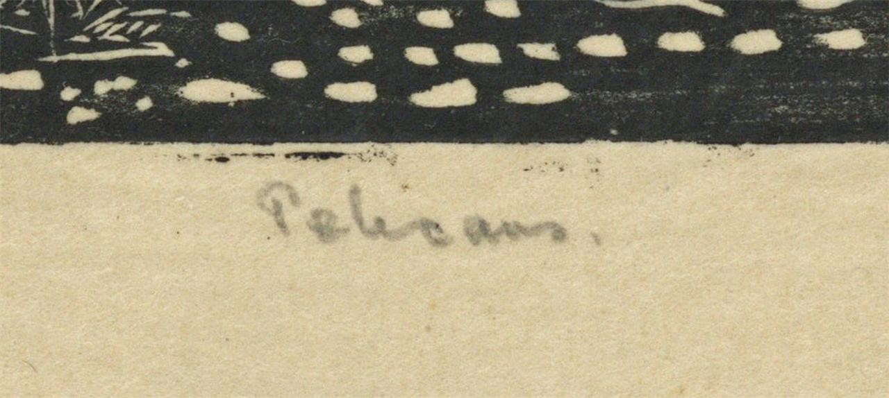 Phyllis Chilton Osborne - Pencil Signed Wood Engraving - Pelicans - 19303