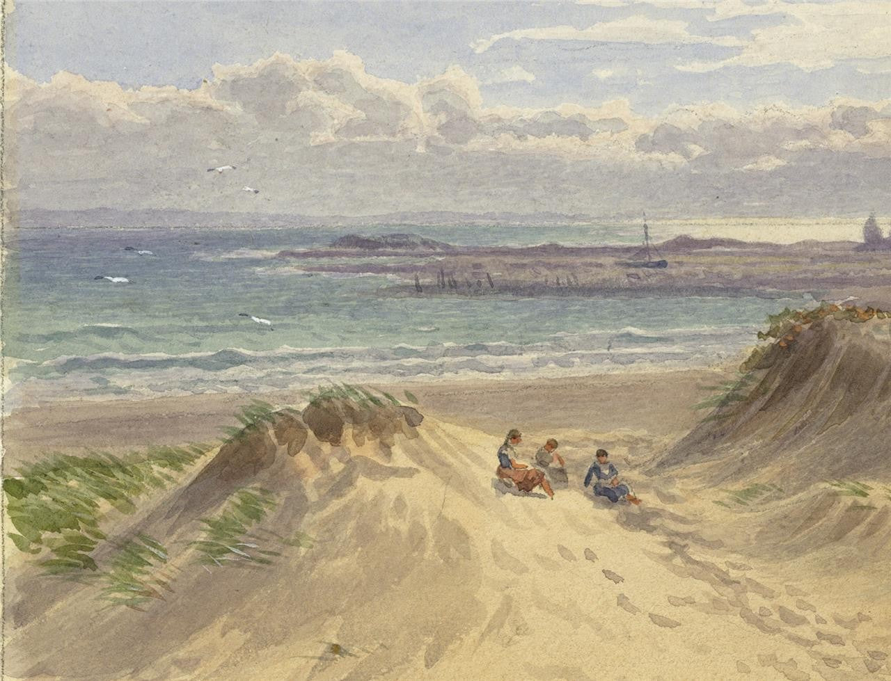 Samuel Phillips Jackson - Watercolour Painting - Sand Dunes Coastal Landscape5