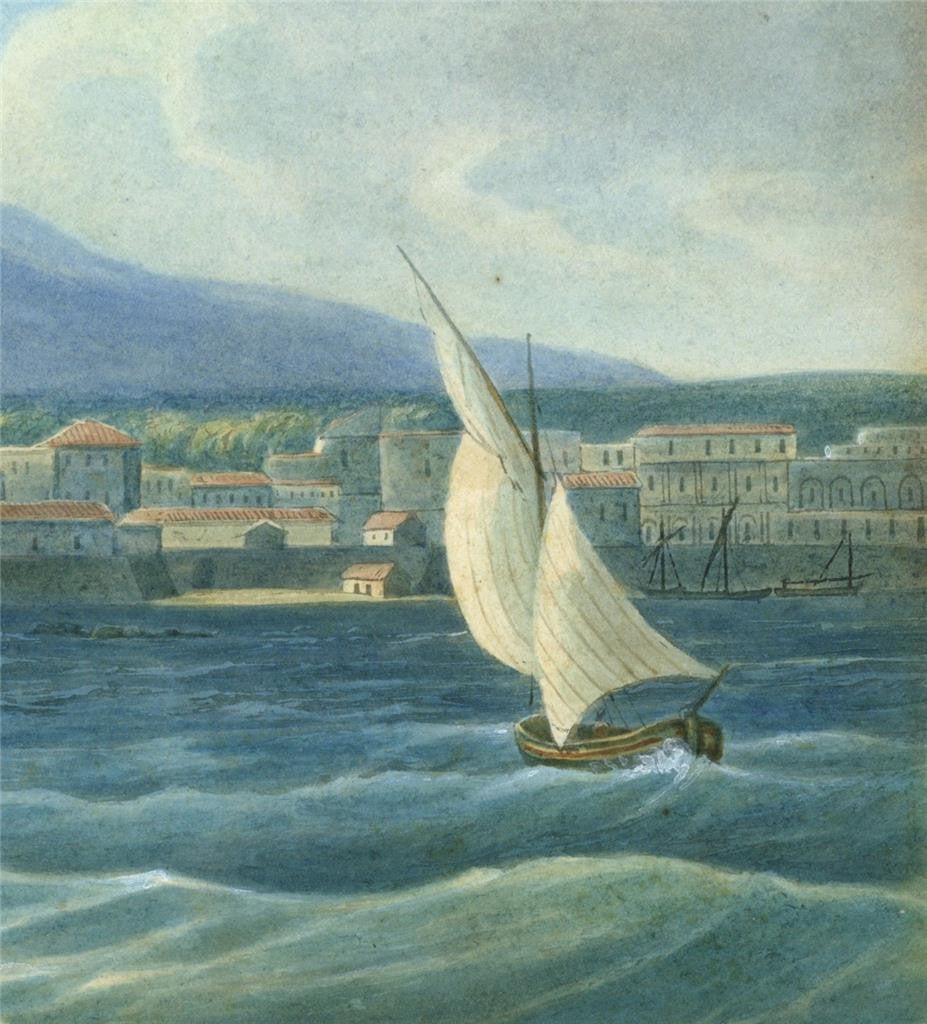 Catania Sicily Italy Watercolour Painting 19th Century Grand Tour3
