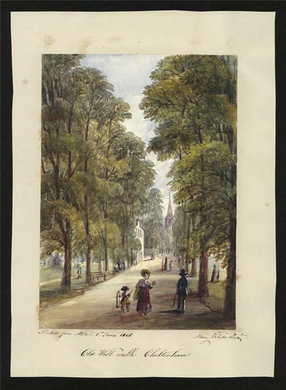 Mary Webster (1794-1883) Watercolour Painting Old Well Walk Cheltenham 18401
