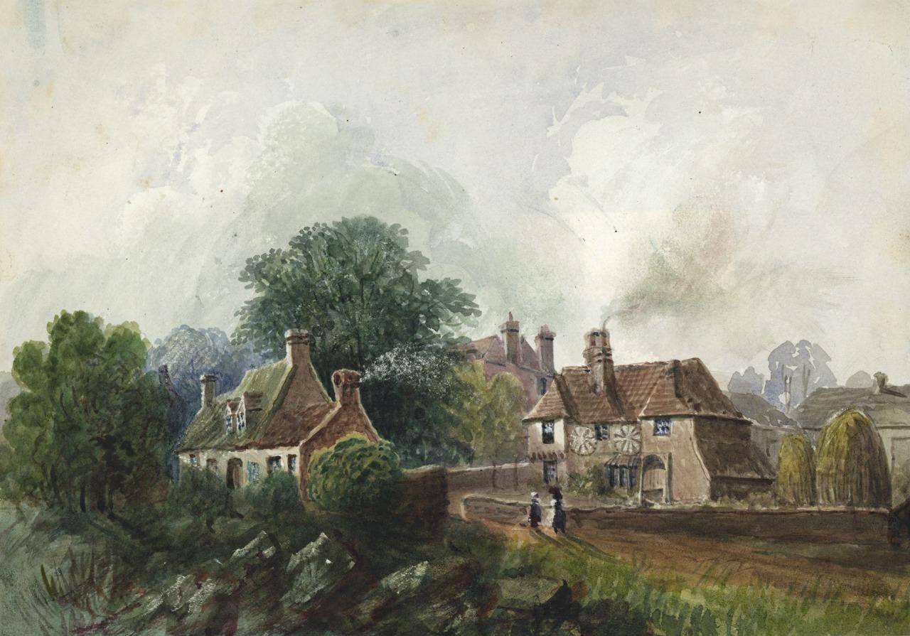 Mary Webster (1794-1883) Watercolour Painting - Cottages Near Broadstairs 18430