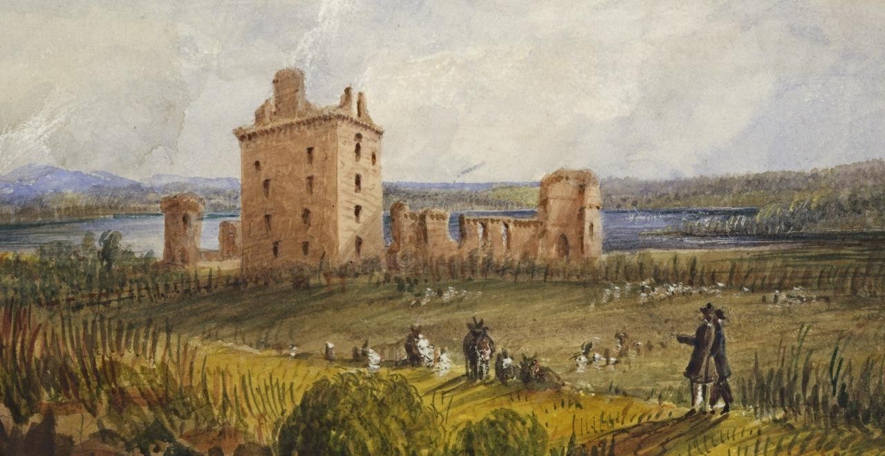 Mary Webster (1794-1883) Watercolour Painting Spynie Castle Moray Scotland 18445