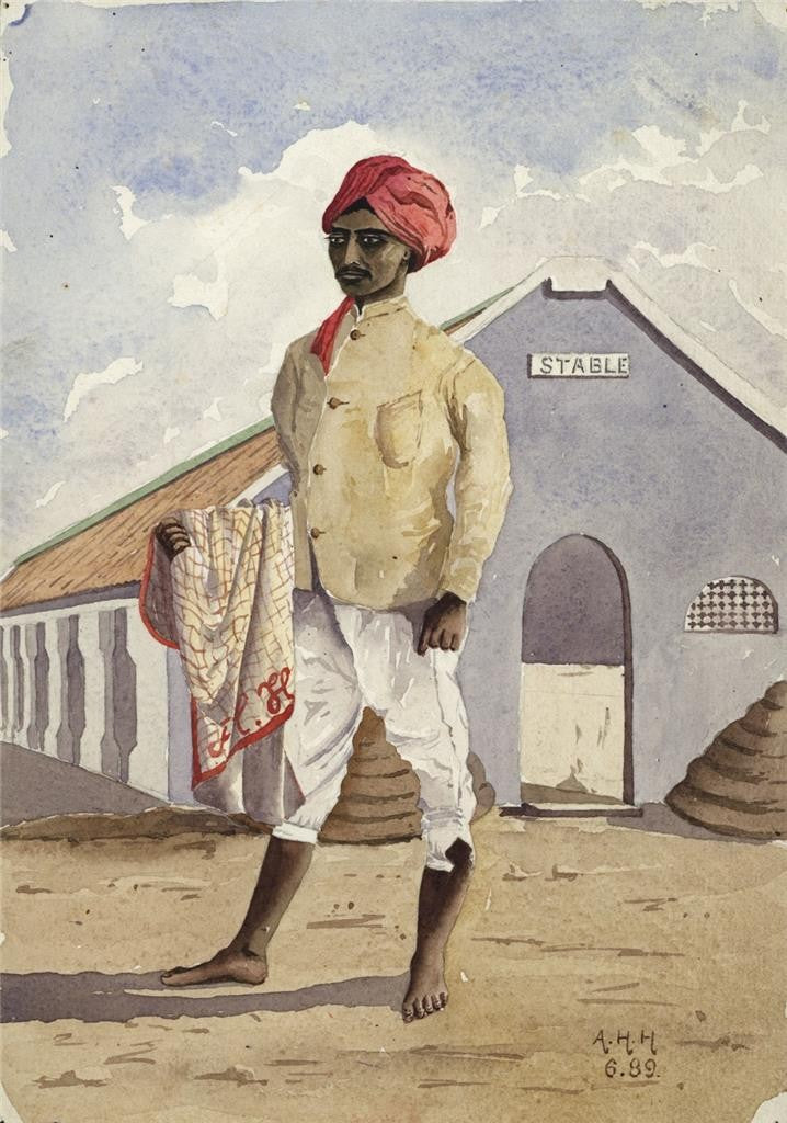 Syce By A Stable - India 1889 - Watercolour Painting - Arthur Herbert Hussey0