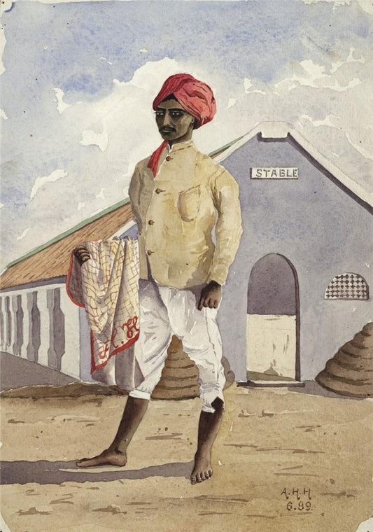 Syce By A Stable - India 1889 - Watercolour Painting - Arthur Herbert Hussey0