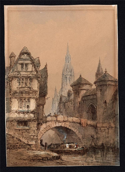 Neil Stuart Crichton (1854-1913) Watercolour Painting - European Street Scene2