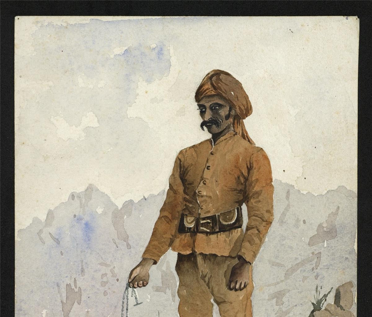 Man With Tiger Cubs India 1889 - Watercolour Painting - Arthur Herbert Hussey5