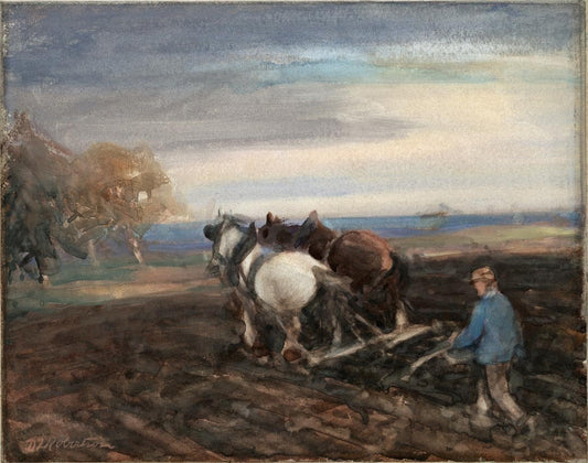 David Thomas Robertson (1879-1952) Watercolour Painting - Farming Landscape0