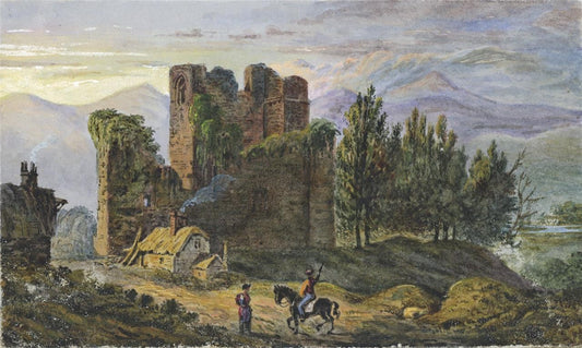 Thirlwall Castle Northumberland - Small Watercolour Painting - 19th Century0