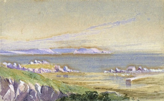Bordeaux Harbour Guernsey - Miniature Watercolour Painting - 19th Century0