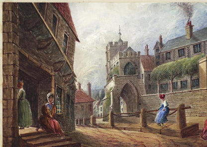 Mary Webster (1794-1883) Watercolour Painting Old Church & Hospital Warwick 18468