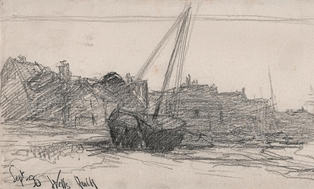 George Charles Haite (1855-1924) Pencil Drawing Wells-Next-The-Sea 18993