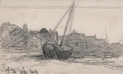 George Charles Haite (1855-1924) Pencil Drawing Wells-Next-The-Sea 18993