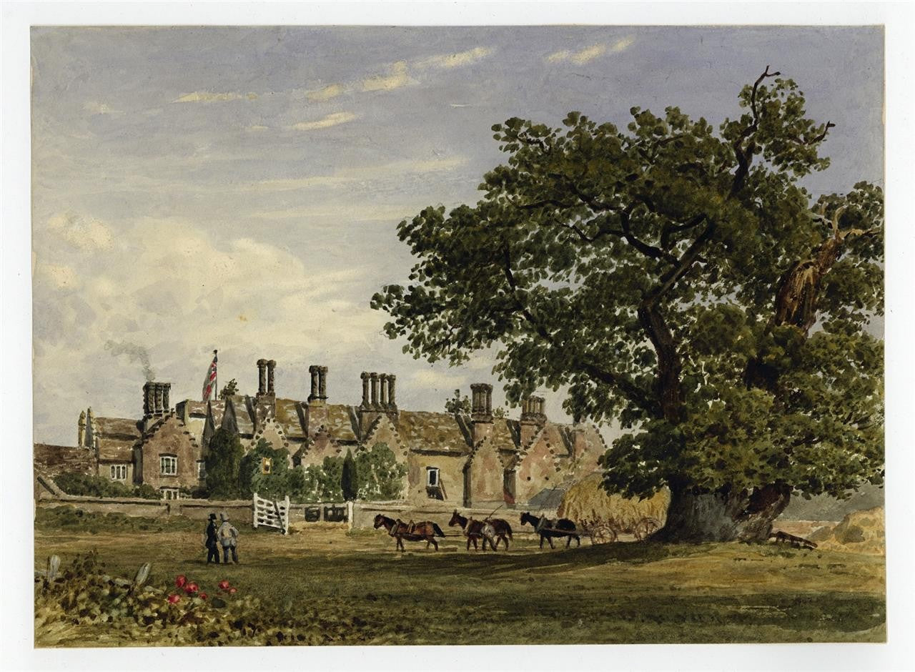 Chenies Manor House Buckinghamshire 1832 - Antique Watercolour Painting - Nash1
