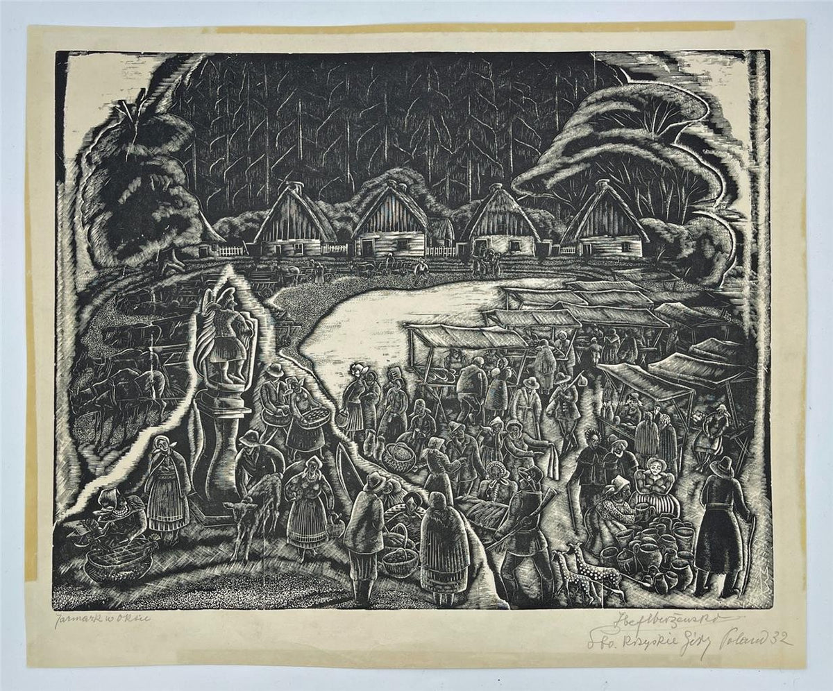 Stefan Mrozewski (1894-1975) Woodcut Signed In Pencil - Village In Poland - 19321