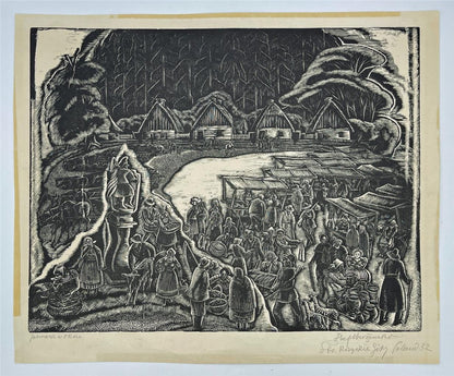 Stefan Mrozewski (1894-1975) Woodcut Signed In Pencil - Village In Poland - 19321