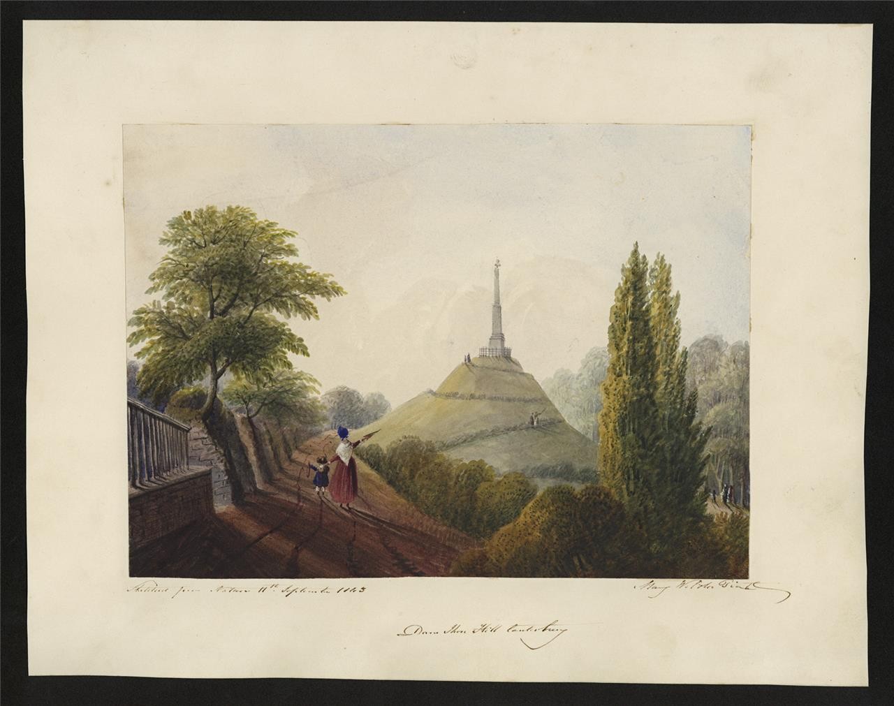 Mary Webster (1794-1883) Watercolour Painting - Dane John Mound Canterbury 18431
