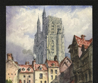 Style Of Samuel Prout Abbeville France Watercolour Painting 19th Century3