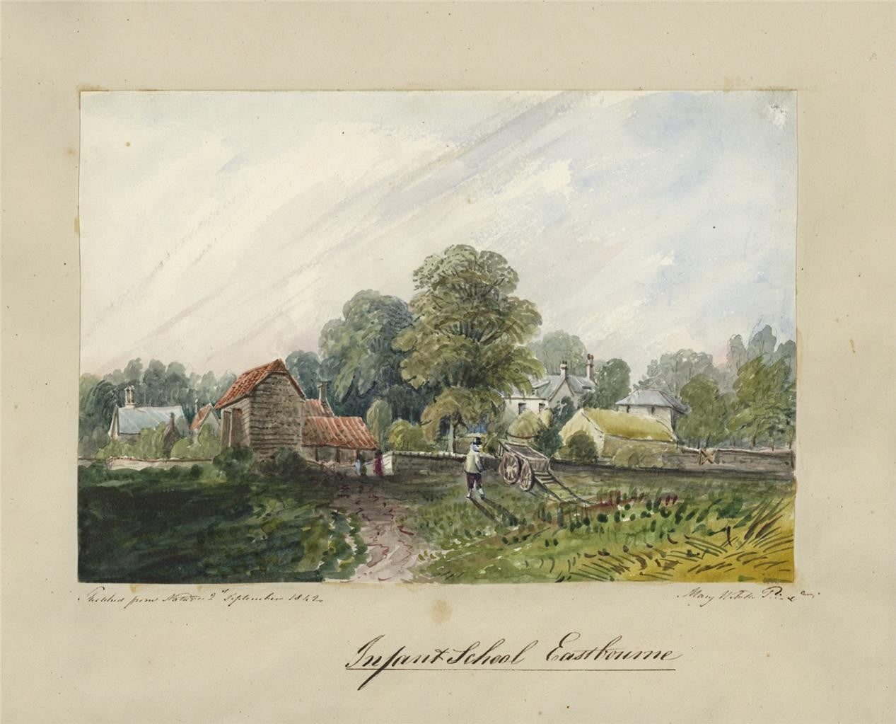 Mary Webster (1794-1883) Watercolour Painting - Infant School Eastbourne 18426