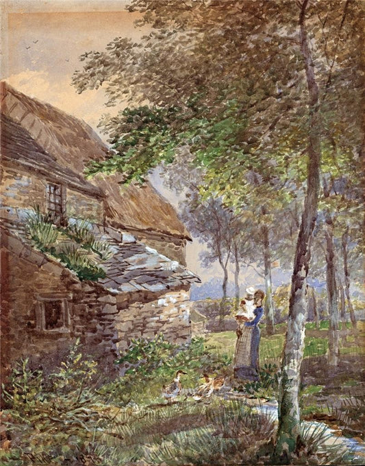 William Henry Pike (1846-1908) - Watercolour Painting - Cottage Scene - 18780
