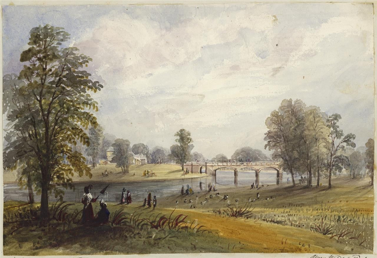 Mary Webster (1794-1883) Watercolour Painting Bridge At Kensington London 18380