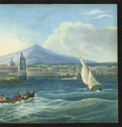 Catania Sicily Italy Watercolour Painting 19th Century Grand Tour7